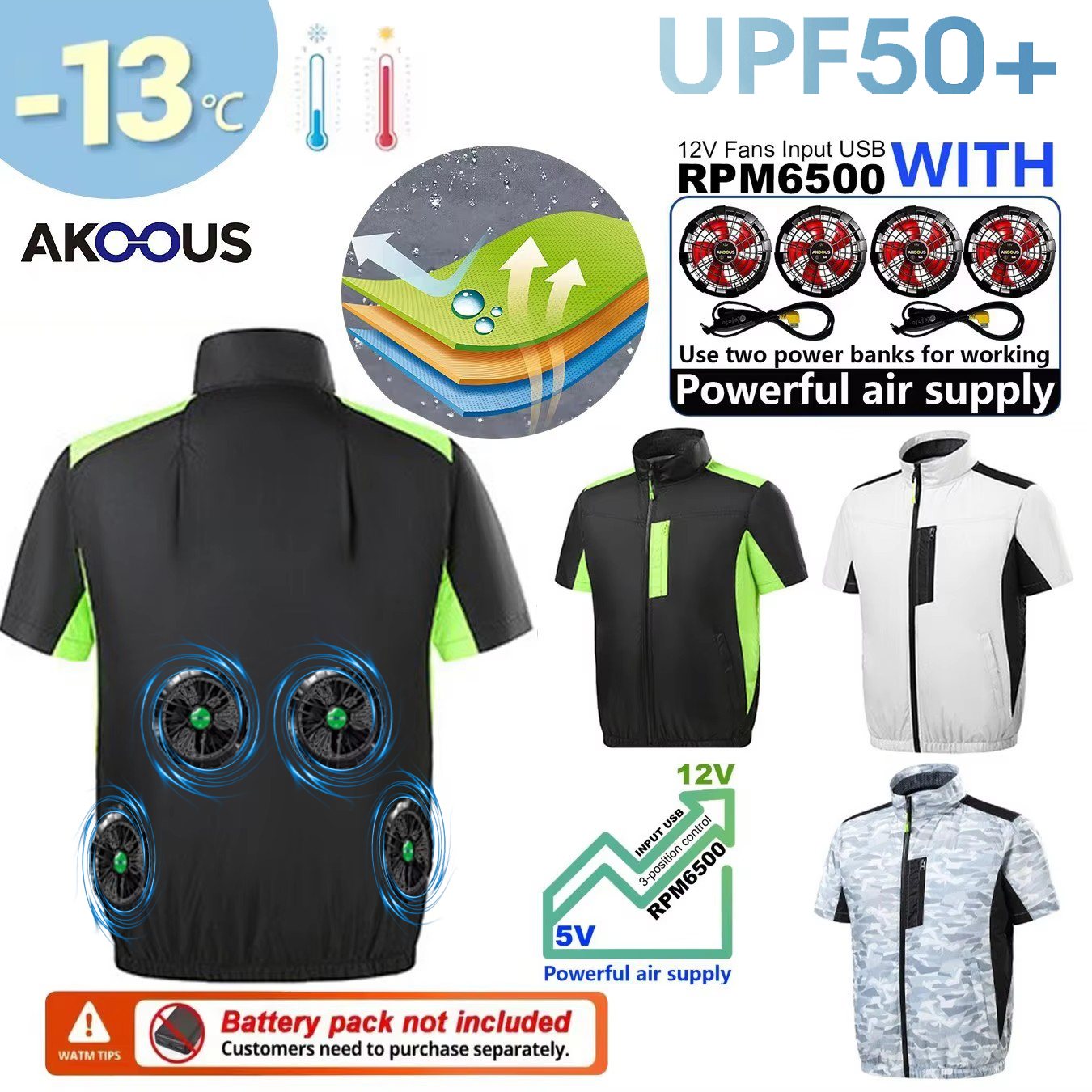 Outdoor Adventure Vest - Gilet Refrigerante USB 12V 5V con